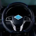 Оплетка на руль Хендай Солярис (2014 - 2017) седан / Hyundai Solaris, Экокожа, (накидка / чехол на руль) Черный и синий кант