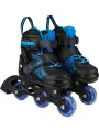 Роликовые коньки 2в1 с лезвием раздвижные (ролики, коньки) сияние сине-чёрный (размер 37-40) арт. КР-0102