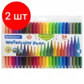 Комплект 2 шт, Фломастеры трехгранные 24 цвета, вентилируемый колпачок, BRAUBERG PREMIUM, ПВХ-упаковка, 152194
