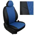 Комплект авточехлов Автопилот Nissan Qashqai I (J10) с 06-14г. Экокожа ромб (Черный + Синий)