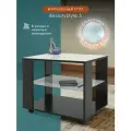 Стол журнальный Мебелик с стеклянной столешницей и полкой на колесиках BeautyStyle 5 цвет венге/стекло белое
