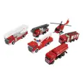 Набор металлических пожарных машин 1:50, 6 шт. – инерционные автомобили, вертолёт, лестница, спасательная техника для игр детей