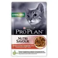 Влажный корм для стерилизованных кошек и кастрированных котов Pro Plan Nutri Savour с говядиной 24 шт. х 85 г (кусочки в соусе)