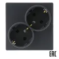 Розетка Simon 24 Harmonie 2450459-038 двойная скрытая установка графит с заземлением