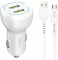 Автомобильное зарядное устройство PERO AC04 2USB 2.4A AUTOMAX кабель Type-C белое