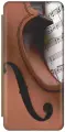 Чехол-книжка на Apple iPhone 12 Pro Max / Эпл Айфон 12 Про Макс с рисунком Скрипка и ноты золотой