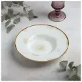 Тарелка фарфоровая для пасты Доляна Organic Gold, 150 мл, d=21 см, цвет белый