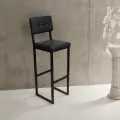 Стул барный металлический кухонный со спинкой (черный кожезам)