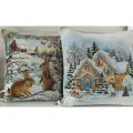 Гобелен, комплект новогодних декоративных наволочек из 2-х штук 45х45 см / Домик на опушке