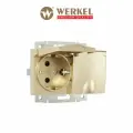 Встраиваемая розетка двойная влагозащ. с зазем. с защит. крышками и шторками Werkel W1172210 шампань рифленый IP44