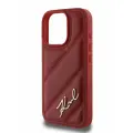 Lagerfeld для iPhone 16 Pro чехол PU Quilted Signature metal logo Hard Red