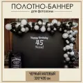 Фотозона баннер на юбилей мужчине без принта черный матовый 320*420 см