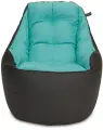 Кресло-мешок Пуффбери «Босс», размер большой, Эко-кожа и велюр Графит и голубой