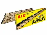 Цепь DID 530 VX3 Gold-Black X-Ring золотая 102 (замок-заклепка)