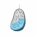 Подвесное кресло овал ротанг черное(без стойки), голубая подушка