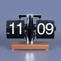Классические перекидные часы Flip-Clock на деревянной подставке, 14х20х9, Chrome