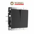 Выключатель встраиваемый двухклавишный перекрестный WERKEL W1123006 черный матовый