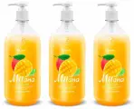 Комплект 3 штук, Крем-мыло жидкое Grass Milana увлажняющее манго и лайм 1000мл