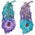 Набор елочных игрушек Peacock Color - Перышко Павлина 18 см, 2 шт, подвеска