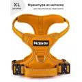 Шлейка для собак с фиксаторами из металла и мягкой ручкой, размер XL, оранжевый, PUZIKOV / пузиков
