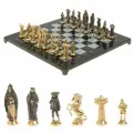Шахматы настольные Средневековье 40х40 см серый мрамор бронза 126913