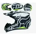 Шлем кроссовый FOX XD1-9 цв. Черно-бело-зеленый р. М