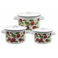 Набор кастрюль эмалированных 1,5л,2,9л,4,5л Вишня ягоды СтальЭмаль