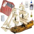 Модель парусного корабля Mantua (Италия), Английский бриг Golden Star, 180 часов, М.1:150, подарочный набор для сборки + инструменты, краски, клей
