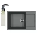 Мойка кухонная Ulgran U-602 343 прямоугольная, 50x76, мойка для кухни, с крылом, серая, матовая, черная