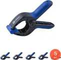 Ручной зажим Кобальт пружинный, с фиксатором, из армированного пластика, с обрезиненными рукоятками, черно-синий, 150мм (комплект из 5 шт)