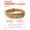 Кожаный ошейник с шипами (обхват шеи 44-55 см) для средней и крупной собаки