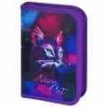 Пенал BRAUBERG с наполнением, 1 отделение, 1 откидная планка, 24 предмета, 2114 см, Neon cat, 271523