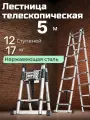Лестница телескопическая -стремянка стальная 5м (2.5м+2.5м)