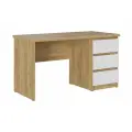 Стол письменный Нонтон Бостон, 135x67x74 см, 3 ящика, дуб крафт золотой / глянцевый белый