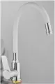 Смеситель на кухню Diadonna D155-41 с гибким изливом, картридж 35 мм, хром с белым, крепление гайка