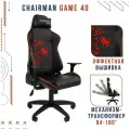 Игровое компьютерное кресло с регулируемыми подлокотниками CHAIRMAN GAME 40, экокожа, черный/красный
