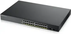 Коммутатор ZYXEL GS1900-24HPv2, Smart L2 PoE + switch rack 19 , 24xGE PoE +, 2xSFP, PoE budget 170 W