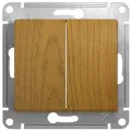 Выключатель двухклавишный дерево Дуб, сх.1, 10АХ, Systeme Electric Glossa (комплект 2шт)