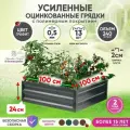 Грядки оцинкованные на дачу с полимерным покрытием усиленные 1х1 метр / ограждения металлические для растений в теплицу и открытый грунт / грядка для сада и огорода высота борта 24 см