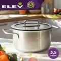 Кастрюля с крышкой с силиконовыми вставками 3,5л 20 см ELEY с металлической крышкой и металлическими ручками