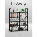 Обувница стеллаж в прихожую Ridberg, 2 секции, 90х28х90, черный, макс нагрузка 50кг