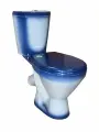 Унитаз-компакт напольный с сиденьем синий в комплекте 1 режимная арматура Элегант