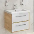 Тумба с раковиной в ванную MELBOURNE 60 подвесная , дуб / белый / AQUA DE MARCO
