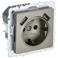 BRITE Розетка одноместная с заземлением с защитными шторками 16А с USB A+A 5В 3,1А РЮш10-2-БрШ шампань IEK