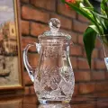 Кувшин хрустальный для воды, с крышкой и ручкой, объем 1 л. высота 17,6 см диаметр 11,8 см, Неман 1000/1, 5108/1,0л