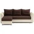 Угловой диван-кровать Ария Скала раскладной 225х78х150 см левый угол рогожка шоколад и экокожа беж