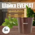 Шайка для бани EVEREST 5 литров, алюминий DARK BROWN с деревянной ручкой