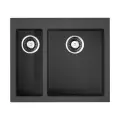 Кухонная мойка двухчашевая OMOIKIRI Bosen 59-2-BL, искусственный гранит/черный/основная чаша справа