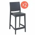 Комплект из 2-х полубарных стульев со спинкой Siesta Maya Bar 65, цвет темно-серый