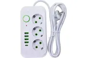 Сетевой фильтр TENDENZA с заземлением на 3 розетки, 4 USB,1 Type-C TZ-SP002
